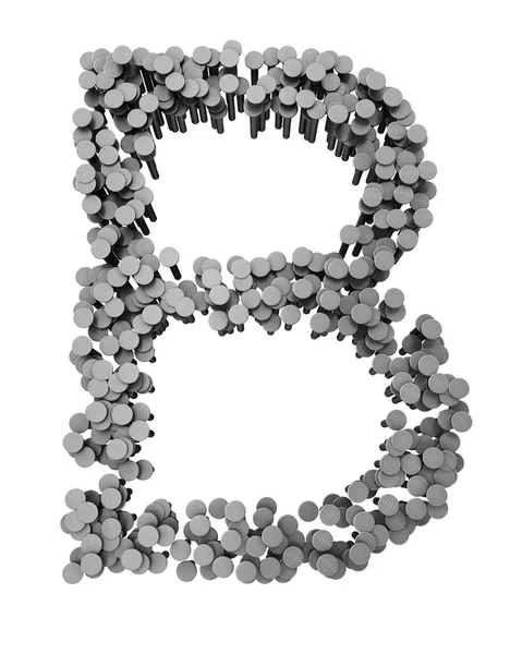 Αλφάβητο Κατασκευασμένο Από Σφυρήλατο Καρφιά Απομονώνονται Λευκό Φόντο — Φωτογραφία Αρχείου