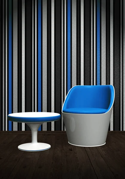 Modern Chair Table Light Blue White — Stock Photo, Image
