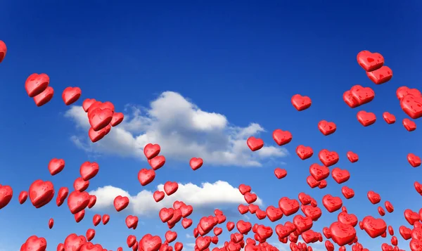 Voar Corações Vermelhos Primavera — Fotografia de Stock