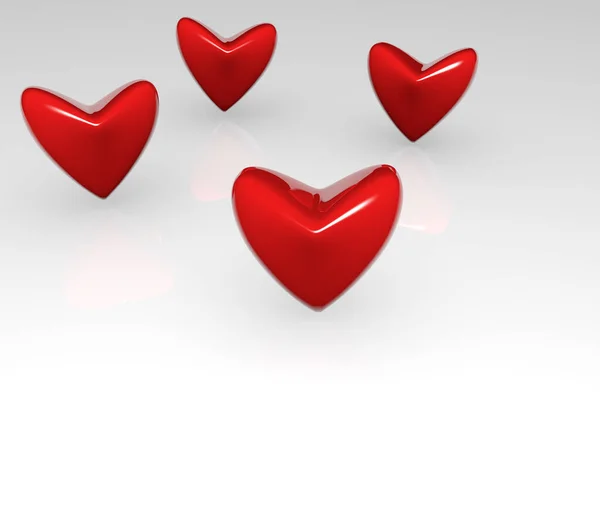 Four Shiny Hearts Illustration — Stock Photo, Image