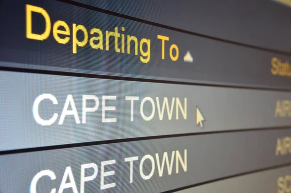 Комп Ютер Екран Крупним Планом Кейптаун Статус Польоту — стокове фото