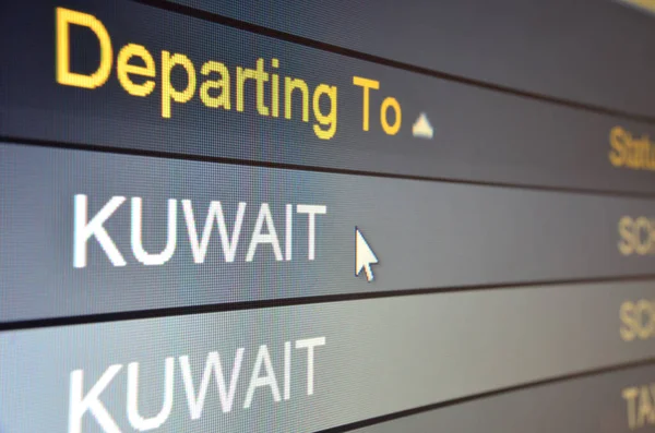 Nastavení Stavu Letu Kuvajtu Obrazovce Počítače — Stock fotografie