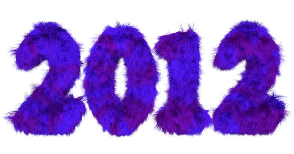 High Quality Rendering Hairy Lettering 2012 Blue Purple — Stock Photo, Image