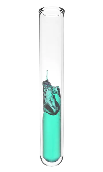 トルコ石液体を内部に含む科学試験管の高品質なレンダリング — ストック写真