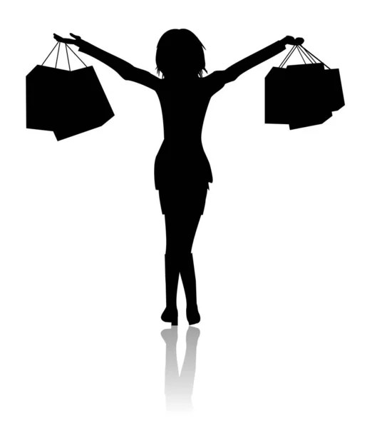 Glückliche Frau Mit Taschen Einkaufen — Stockfoto