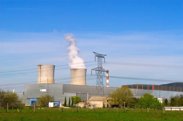 Tovární Chladící Věž Jaderná Energie Uhelná Elektrárna — Stock fotografie