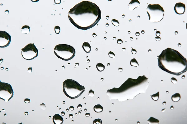 Goccia Pioggia Bolle Sfondo Vetro Grigio — Foto Stock