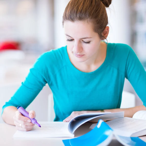 Female College Student Studying Library Shallow Dof Stock Image