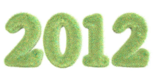 Vysoce Kvalitní Vykreslování Chlupatých Písmen 2012 Barvité Zelené — Stock fotografie