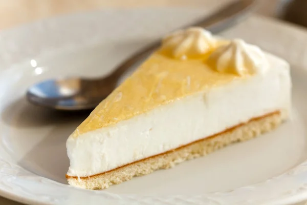 Νόστιμο Cheesecake Στο Παρασκήνιο Κοντά — Φωτογραφία Αρχείου