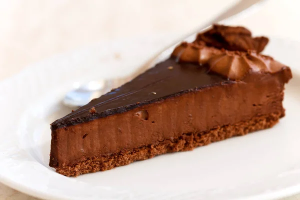 Вкусный Шоколадный Торт Заднем Плане Закрыть — стоковое фото