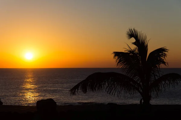 Solnedgång Playa Blanca Lanzarote Spanien — Stockfoto