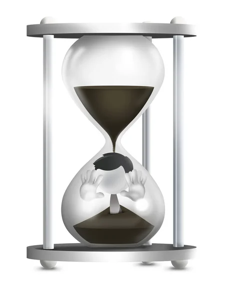 Man Trapped Hourglass — Stock Photo, Image
