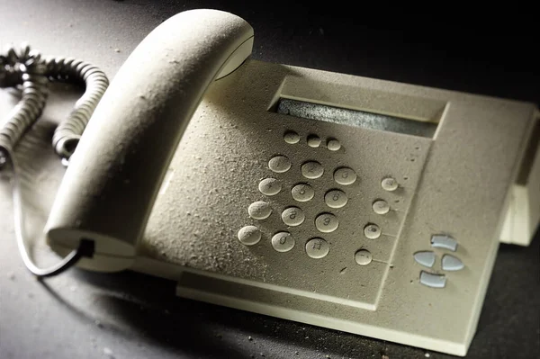 Dusty Outdated Telephone Hook Listeners — Stock Photo, Image