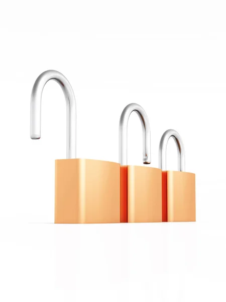 Rendering Padlock Lock White Background — Stock Photo, Image