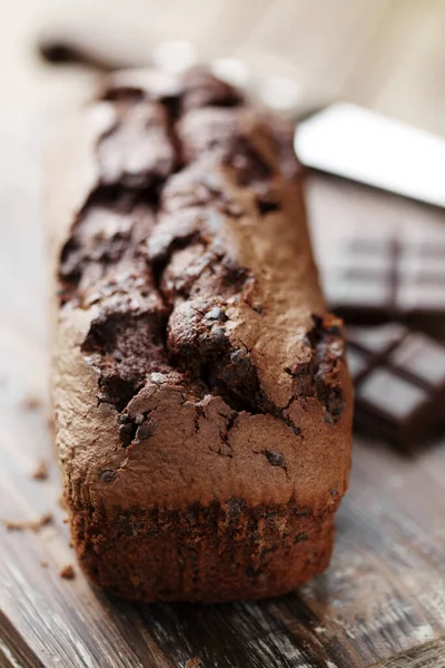 Домашний Шоколадный Торт Заднем Плане Закрыть — стоковое фото