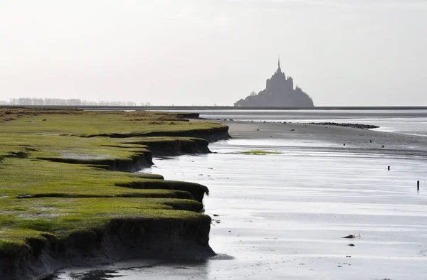 Der Mont Saint Michel Vom Roche Torin Aus Gesehen — Stockfoto