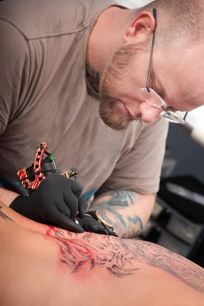 Tatuering Konstnär Tatuering Färg Tatuering — Stockfoto