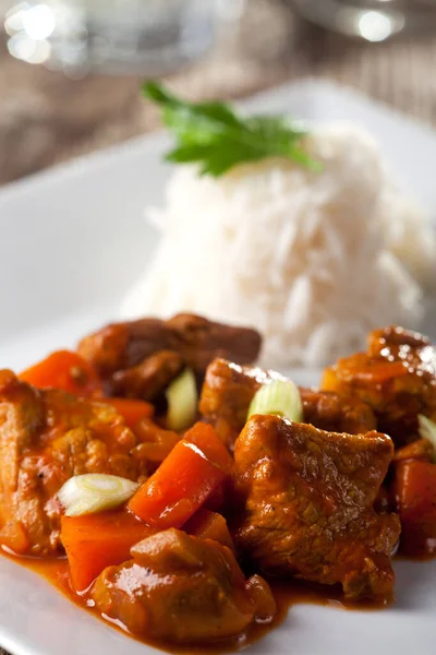 Hühnercurry Und Reis — Stockfoto