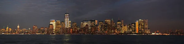 Světel Noční Manhattan Panorama — Stock fotografie