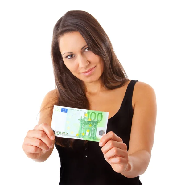 Woman 100 Euro Note Royalty Free Stock Images