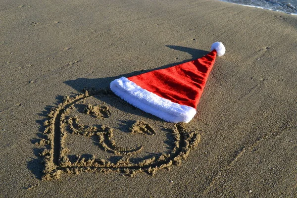 Babbo Natale Sulla Spiaggia — Foto Stock