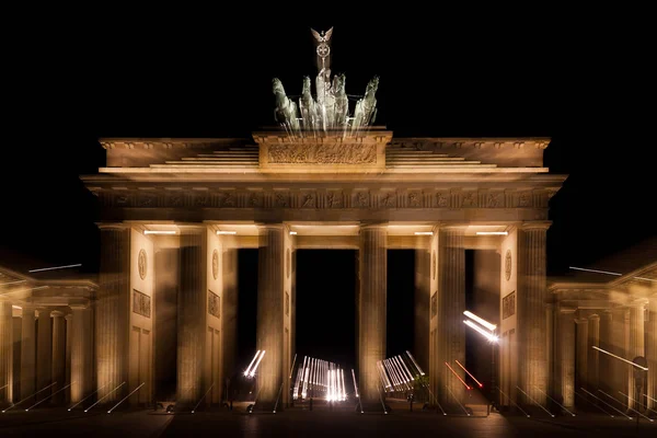 Porta Brandeburgo Notte Berlino Germania — Foto Stock