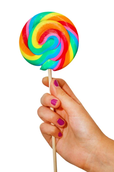 Bunte Lolli Der Hand — Stockfoto