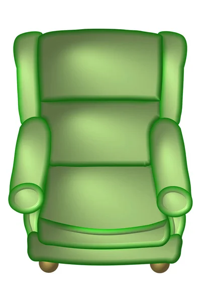 白い背景に隔離された緑のソファ — ストック写真