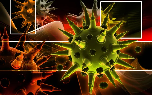 Cyfrowa Ilustracja Wirusa Grypy Tle Koloru — Zdjęcie stockowe