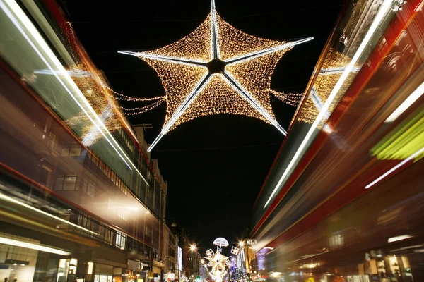 Exibição Luzes Natal Oxford Street Londres Luzes Natal Coloridas Modernas — Fotografia de Stock