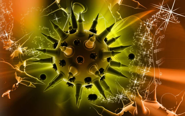 Digital Illustration Flu Virus Colour Background — Stock Photo, Image