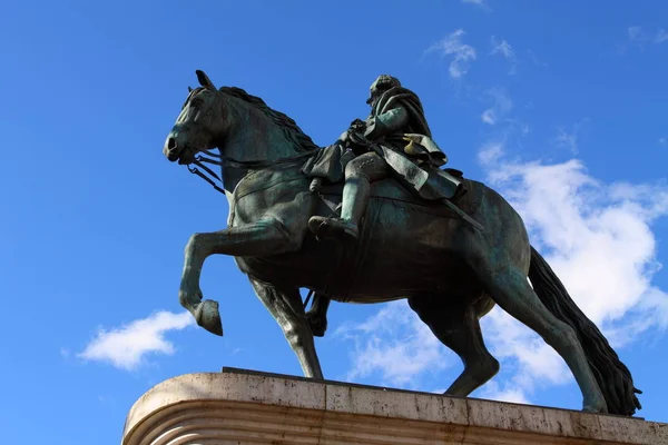 Equestrian Statue Carlos Iii Puerta Del Sol Madrid Spain — Stock Photo, Image