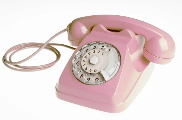 Retro Telefon Elszigetelt Fehér Háttér — Stock Fotó