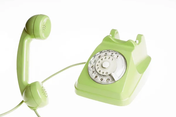 Telefone Verde Isolado Sobre Fundo Branco — Fotografia de Stock