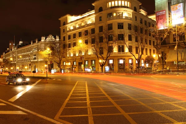 Gran Straat Madrid Spanje Nacht — Stockfoto