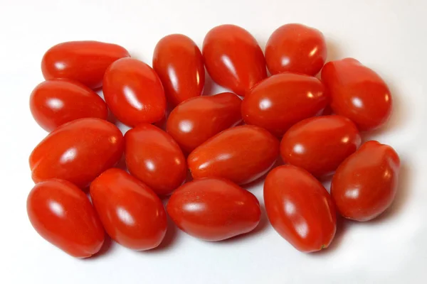 Small Red Cherry Tomatoes White Background — 스톡 사진