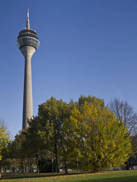 Rinkeltoren Met Groene Gouden Glanzende Loofbomen Herfst — Stockfoto