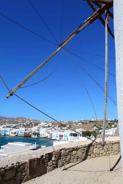 Mulini Vento Mykonos Soleggiato Grecia Cicladi — Stockfoto