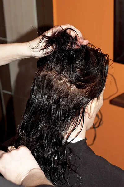 Estilista Trabajo Mujer Cabello Salón —  Fotos de Stock