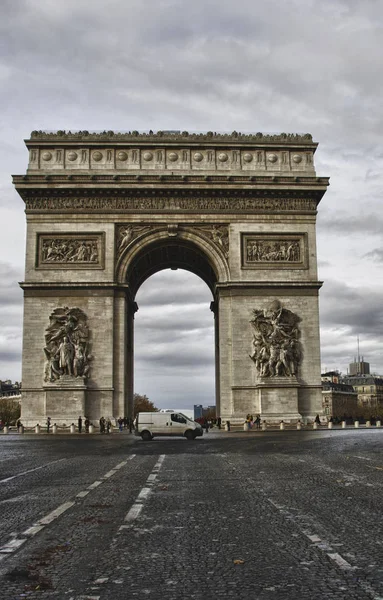 Arc Diomphe Párizsban Franciaország — Stock Fotó