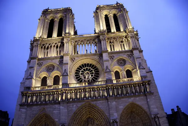 Notre Dame Noche París Francia —  Fotos de Stock