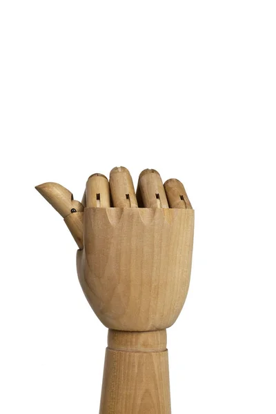 Mão Modelo Madeira Isolado Fundo Branco — Fotografia de Stock