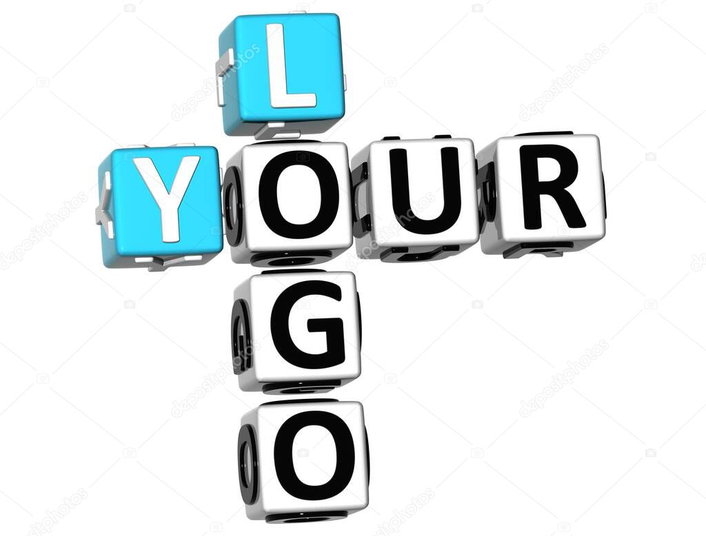 3D Your Logo Crossword on white background