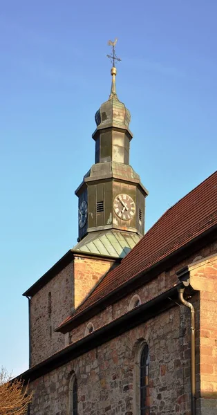 Der Bombastische Wehrturm Der Giles Kirche Marbach Ist Das Wahrzeichen — Stockfoto