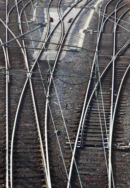 Üres Vasúti Sínek Pályán — Stock Fotó