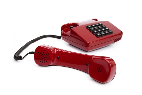 Κλασικό Κόκκινο Τηλέφωνο Από Δεκαετία Του Ογδόντα — Φωτογραφία Αρχείου