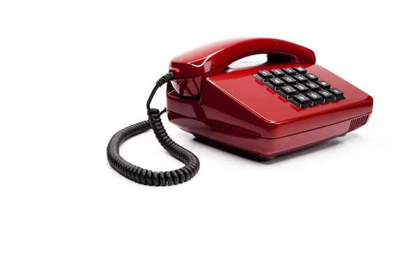 Punainen Puhelin Vastaanotin Eristetty Valkoisella Taustalla — kuvapankkivalokuva