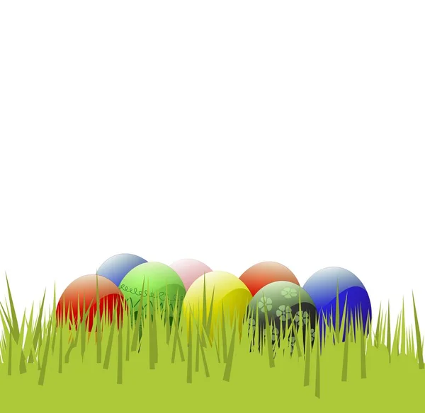 Yeşil Çayır Paskalya Yortusu Yumurta — Stok fotoğraf