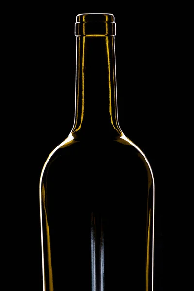 Botella Verde Vino Negro Brillante Fondo — Foto de Stock